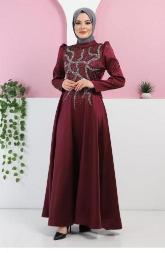 Plum Hijab Evening Dress 11402.Mürdüm