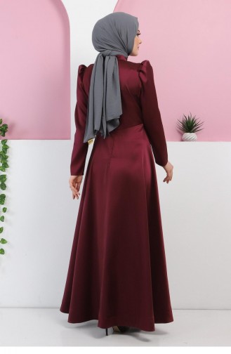 Plum Hijab Evening Dress 11402.Mürdüm