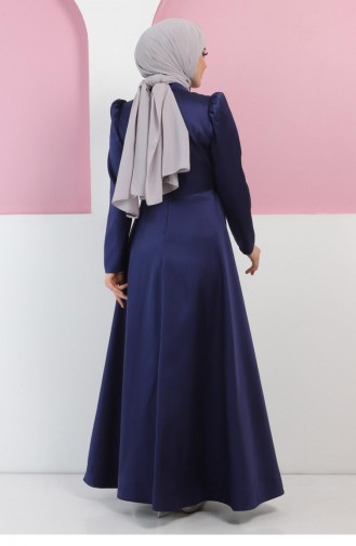 Indigo Hijab Evening Dress 11502.İndigo