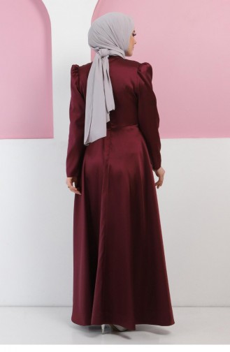 Plum Hijab Evening Dress 11502.Mürdüm