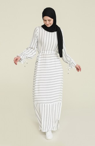 Striped Viscose Dress 4500-03 White 4500-03