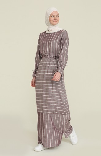 Striped Viscose Dress 4500-01 Claret Red 4500-01