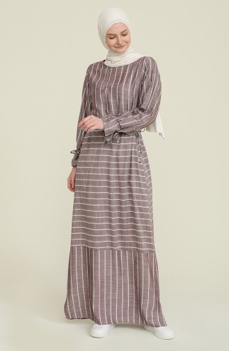 Striped Viscose Dress 4500-01 Claret Red 4500-01