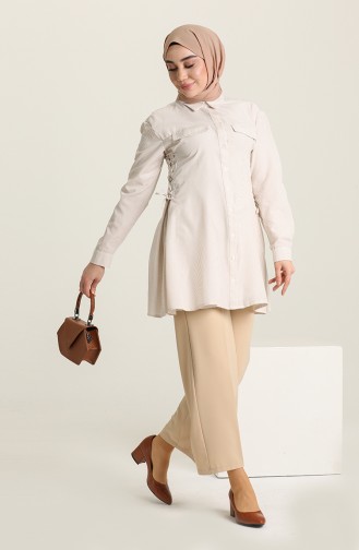 Beige Overhemdblouse 1023-02