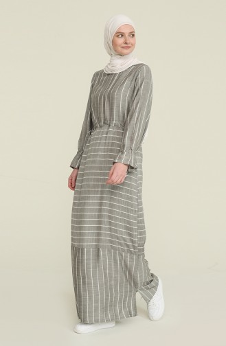 Striped Viscose Dress 4500-02 Khaki 4500-02