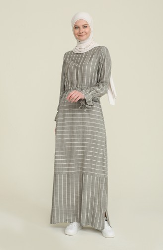 Striped Viscose Dress 4500-02 Khaki 4500-02