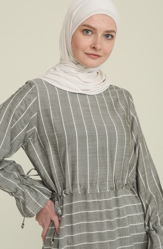 Striped Viscose Dress 4500-02 Khaki 4500-02