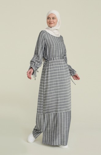 Striped Viscose Dress 4500-04 Navy Blue 4500-04