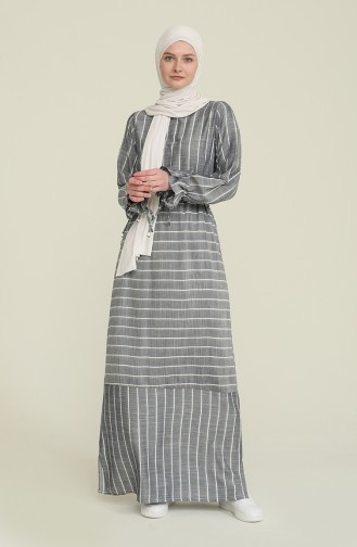 Striped Viscose Dress 4500-04 Navy Blue 4500-04