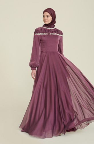 Purple Hijab Evening Dress 0415-02