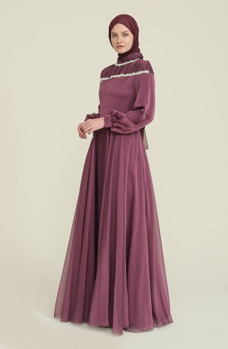 Purple Hijab Evening Dress 0415-02