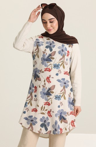 Minahill Linen Garnished Tunic 227120-01 İndigo 227120-01