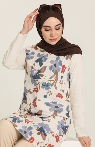 Minahill Linen Garnished Tunic 227120-01 İndigo 227120-01