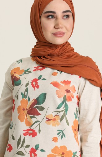 Minahill Keten Garnili Tunik 227120-02 Oranj