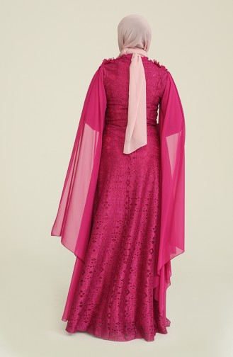 Abendkleid mit Spitzen Beschichtung 8113-02 Fuchsia 8113-02