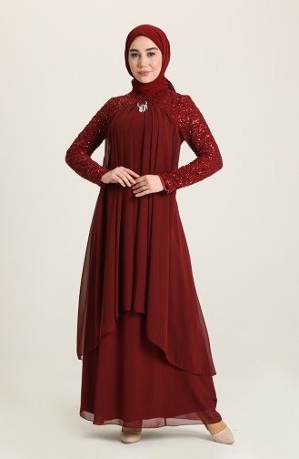 Dark Claret Red İslamitische Avondjurk 52651-07