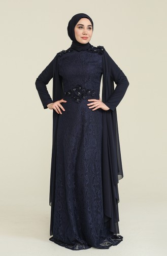 Spitzen Abendkleid 7113-01 Dunkelblau 7113-01