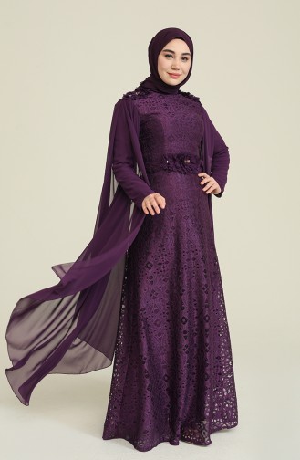 Abendkleid mit Spitzen Beschichtung 8113-05 Lila 8113-05