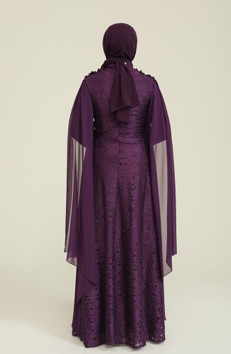 Lace V-neck Evening Dress 8113-05 Purple 8113-05