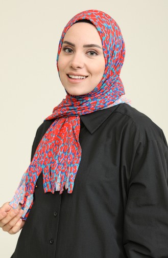 Desenli Pratik Şal 7057-01 Turuncu Saks