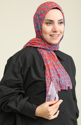 Desenli Pratik Şal 7057-01 Turuncu Saks