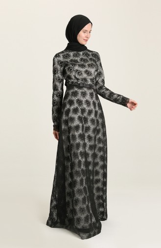 Black Hijab Evening Dress 10016-05