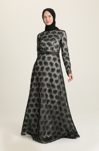 Black Hijab Evening Dress 10016-05
