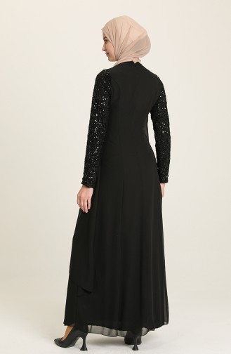 Black Hijab Evening Dress 52651-01