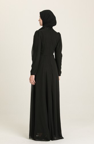 Black Hijab Evening Dress 5628-01