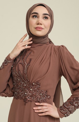Mink Hijab Evening Dress 52817-02