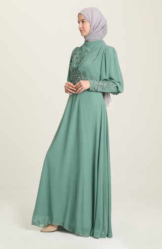Mint Green Hijab Evening Dress 52817-04