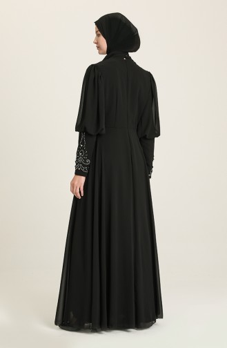 Black Hijab Evening Dress 52817-07