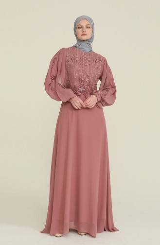 Dusty Rose Hijab Evening Dress 52819-01