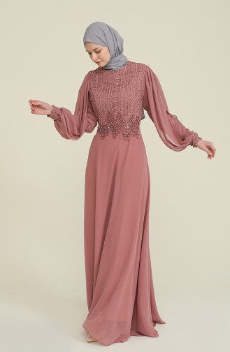 Dusty Rose Hijab Evening Dress 52819-01