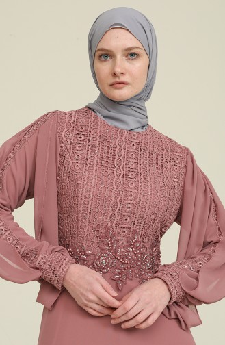 Dusty Rose Hijab Evening Dress 52819-01