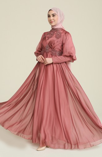 Dusty Rose Hijab Evening Dress 52822-01