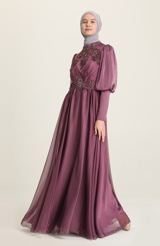 Violet Hijab Evening Dress 52822-05