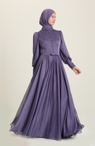 Violet Hijab Evening Dress 3404-06