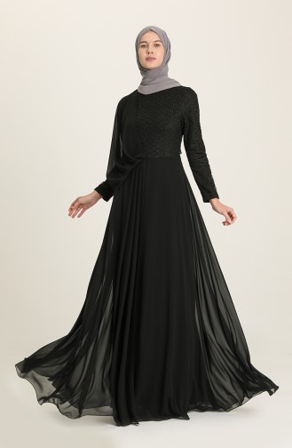 Schwarz Hijab-Abendkleider 0028-01