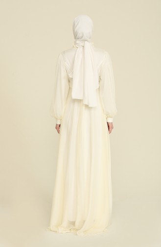 Creme Hijab-Abendkleider 0043A-02