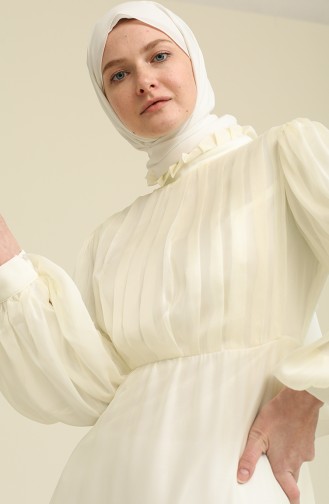Creme Hijab-Abendkleider 0043A-02