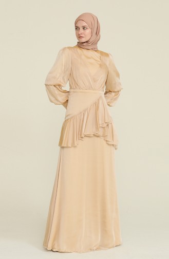 Beige Hijab-Abendkleider 0098-03