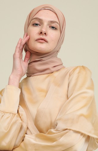 Beige Hijab Evening Dress 0098-03