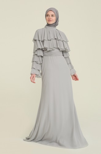 Grau Hijab-Abendkleider 0206-02