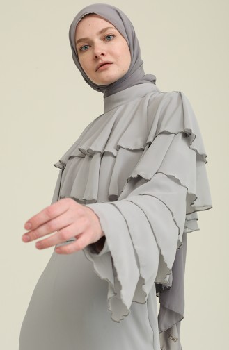 Grau Hijab-Abendkleider 0206-02