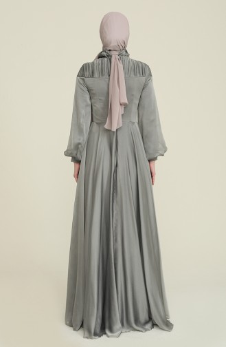 Gray Hijab Evening Dress 0415-03