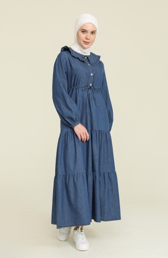 Navy Blue Hijab Dress 8246-02