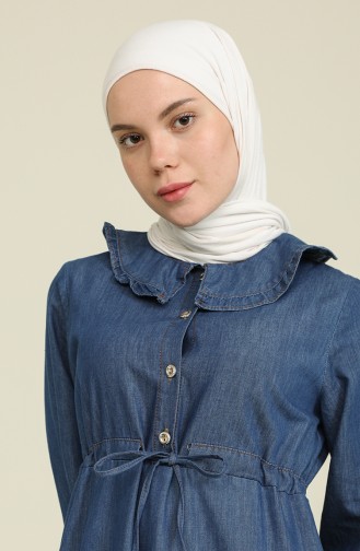 Navy Blue Hijab Dress 8246-02
