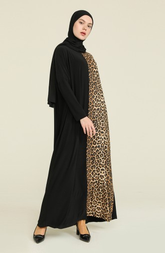 Schwarz Hijab Kleider 5500-01