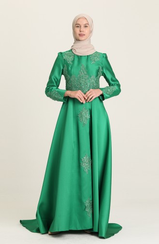 Grün Hijab-Abendkleider 11899